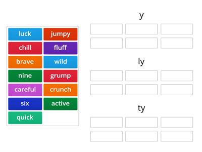Suffix Sort: y, ly, ty