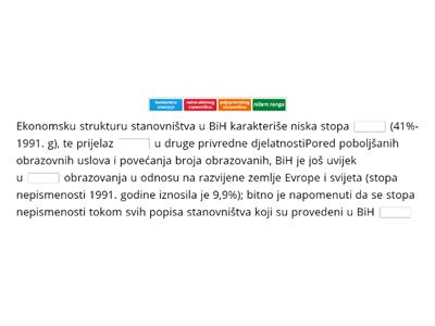 Ekonomska i obrazovna struktura Bosne i Hercegovine 