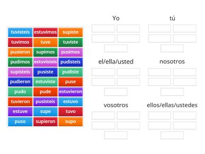 Pretérito Indefinido verbos irregulares (verbos -u)