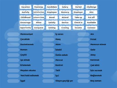 match the words with their Turkish meanings