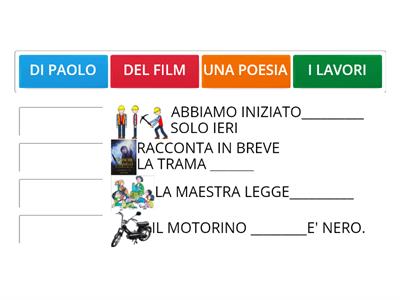 completa con compl. oggetto e di specificazione