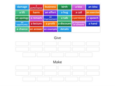 Give and make collocations
