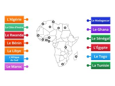Carte de l'Afrique (origine des artistes de Manie Musicale)