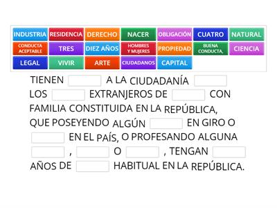 TIENEN DERECHO A LA CIUDADANÍA LEGAL: