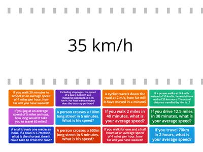 Travelling: speed, distance & time