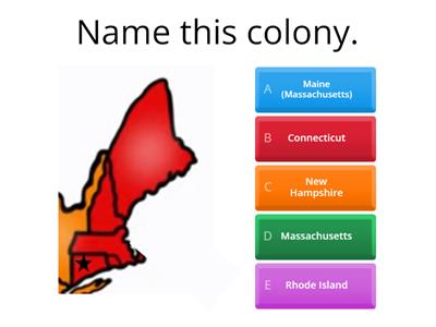 Name the Southern, Middle and New England Colonies