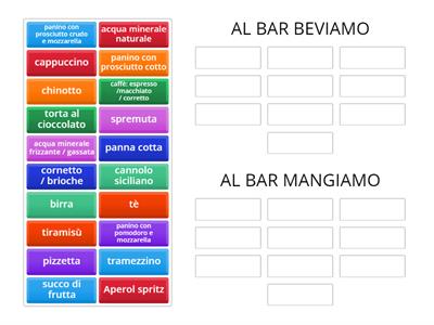 Al bar mangiamo /beviamo...