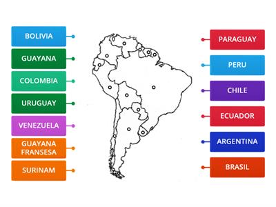 Localizar paises de America del Sur