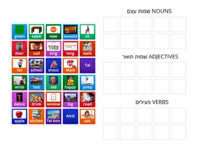 Categorise NOUNS, ADJECTIVES, VERBS.