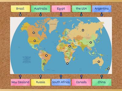  Countries ( World Map) grade 5