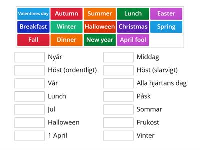 Seasons, holidays and meals 