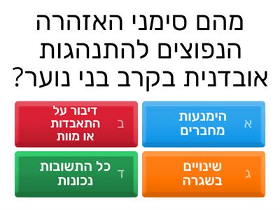 חזרה למבחן  בפסיכופתלוגיה  אובדנות בקרב בני נוער