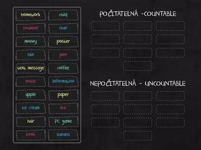 Počitatelná a nepočitatelná podstatná jména - Countable and uncountable nouns