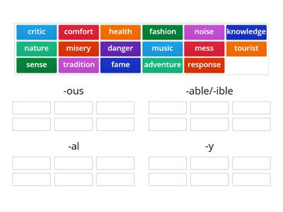 Wordbuilding: making  adjectives II