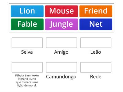 Gênero Textual Fábula, vocabulário e personagens de The Lion and the Mouse