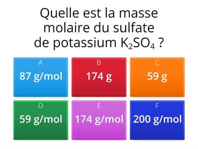 Calculs de grandeurs chimques