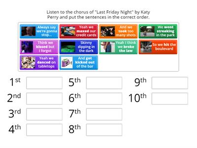  Song Activity | Last Friday Night | Past Simple 
