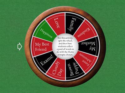 Spin the Wheel - Vocabulary Pool 