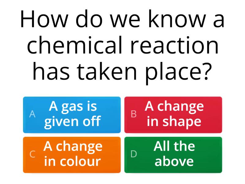 chemical reactions grade 7 quiz