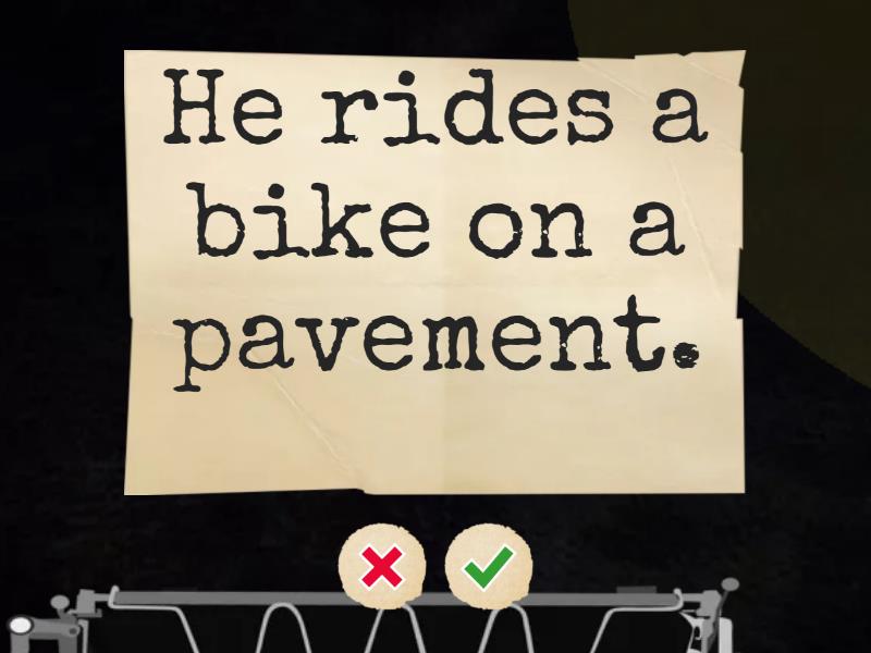 I ride a bike on a pavement. - Flash cards