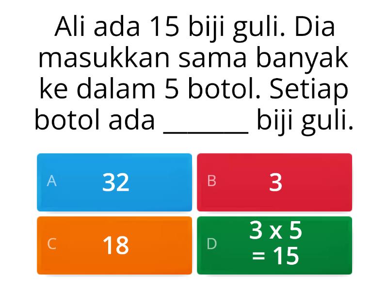 Penyelesaian Masalah Darab dan Bahagi - Cuestionario