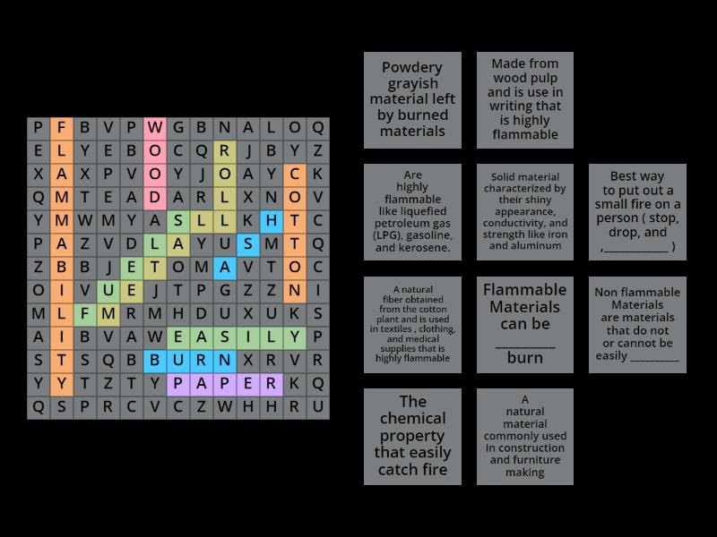 Flammability - Wordsearch