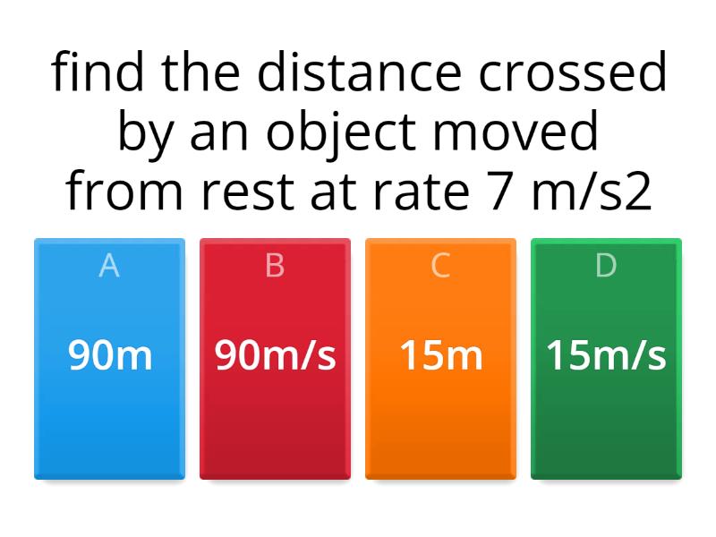 Calculate distance and speed after specific time Test