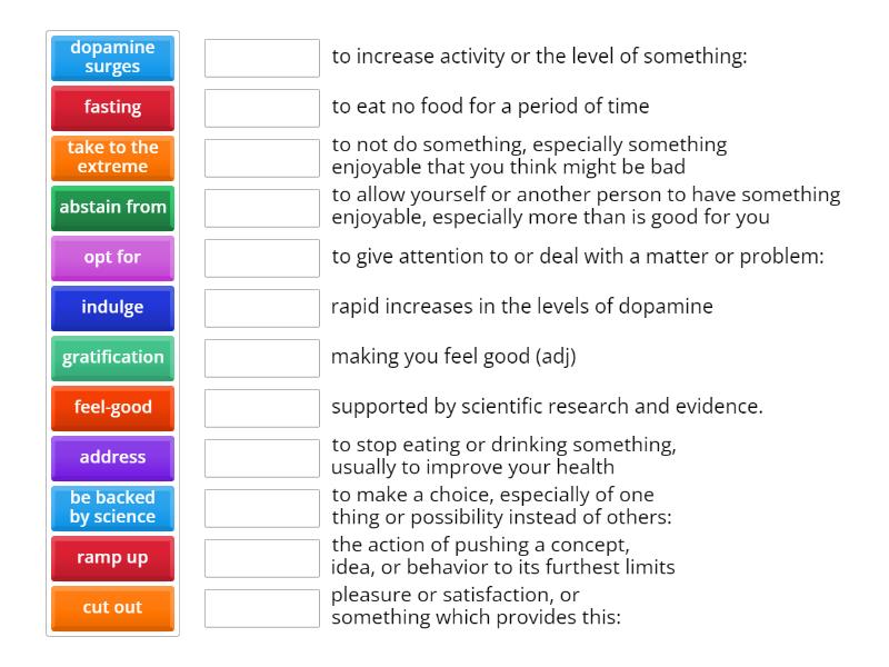 dopamine fasting - Match up