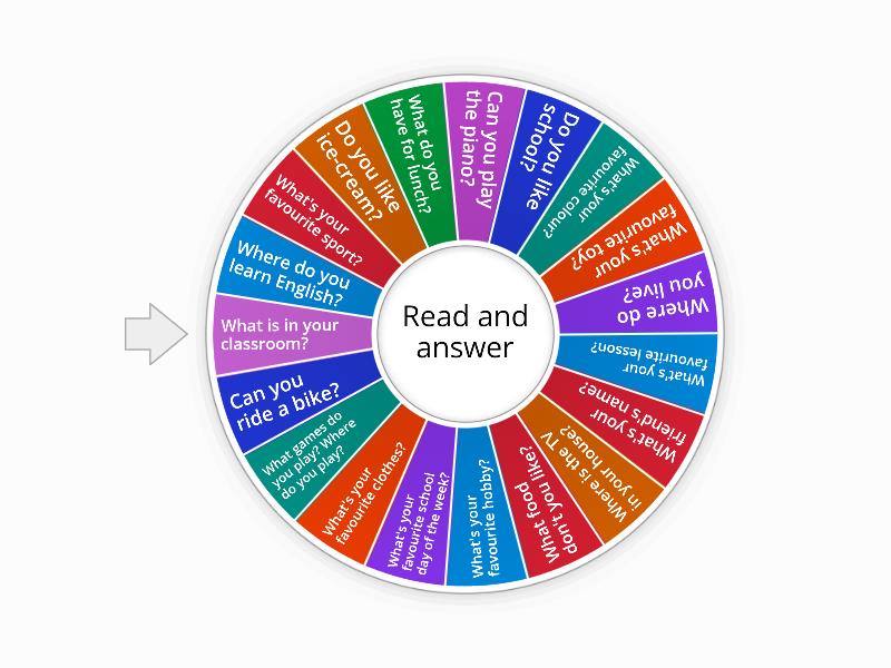 Pre-A1 Starters Questions (2) - Spin the wheel