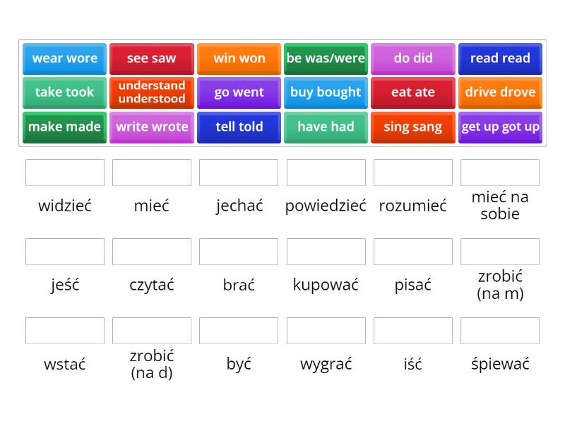 Brainy 7, Unit 1, Czasowniki Nieregularne Pl - Połącz W Pary