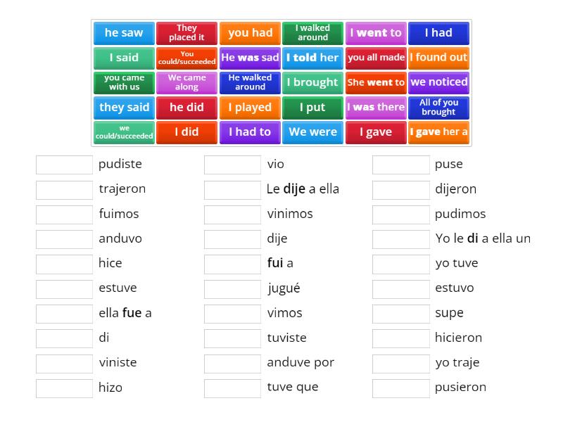 Irregular verbs (Top 10 and Twins) - Match up