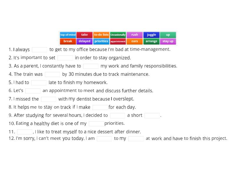 Revision Pre Intermediate Unit Missing Word