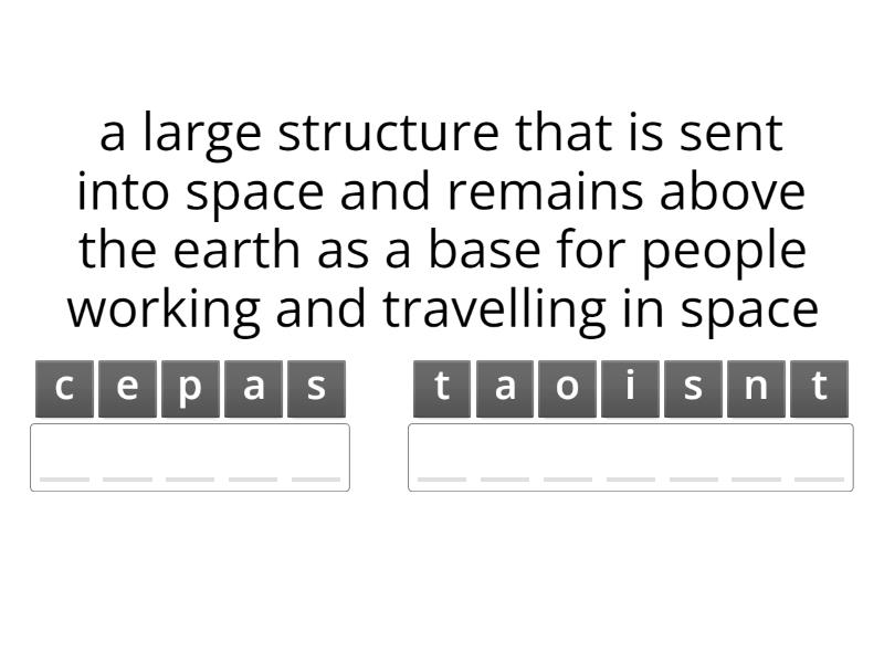 Unit 9 To the stars vocabulary Anagram