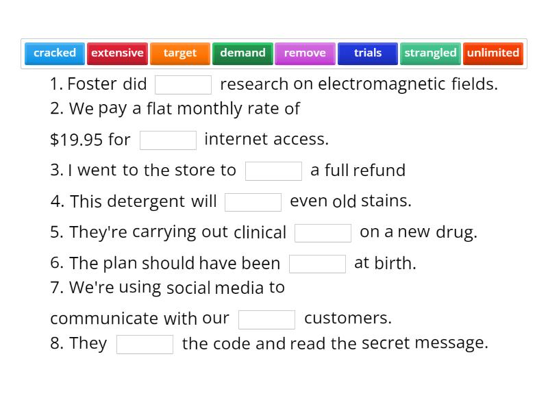 2.4 Collocation Forks. Context - Complete the sentence