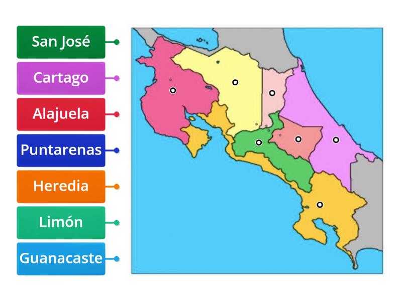 Provincias De Costa Rica Diagrama Con Etiquetas