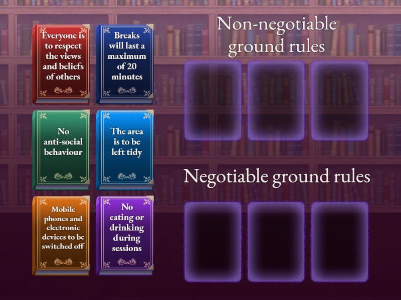 Examples of ground rules Group sort