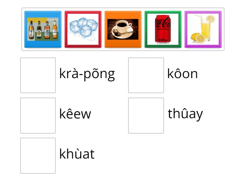 Match the drinks and the classifiers - Une las parejas