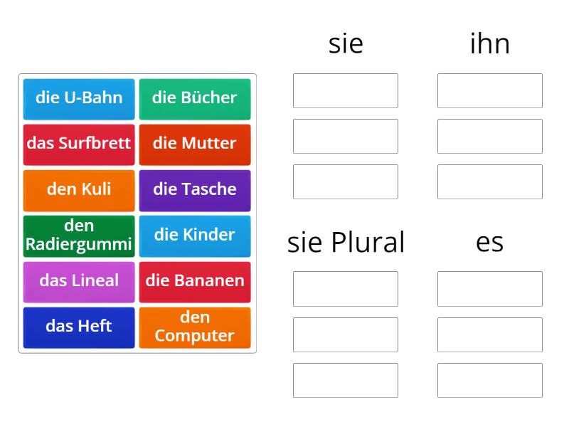 Personalpronomen Sie, Ihn, Es - Group Sort