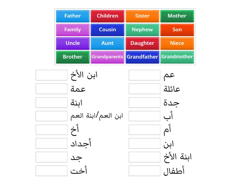 Getting to Know Your Family - Match up