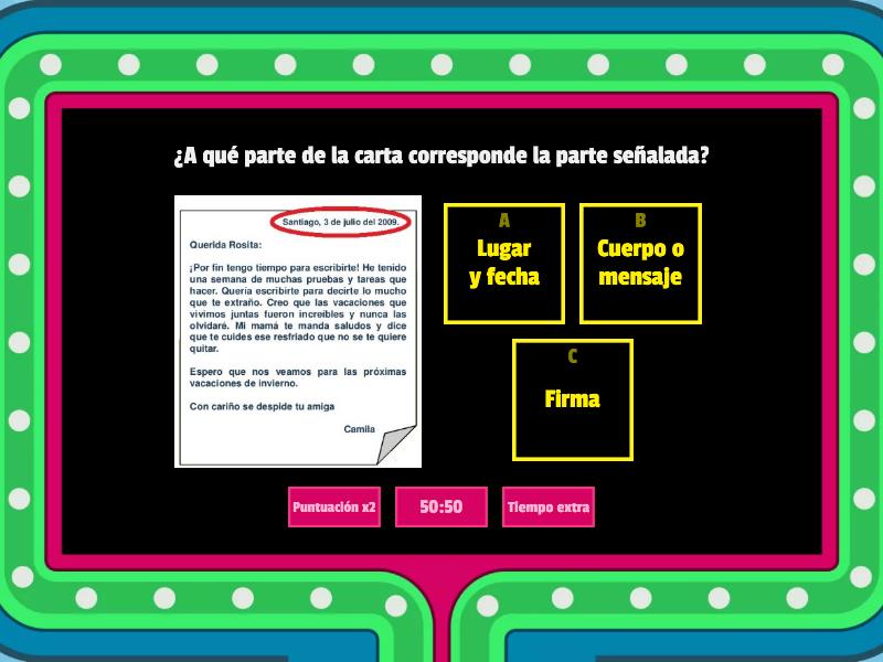 Las Partes De La Carta SECRETARIADO EJECUTIVO NH - Gameshow Quiz