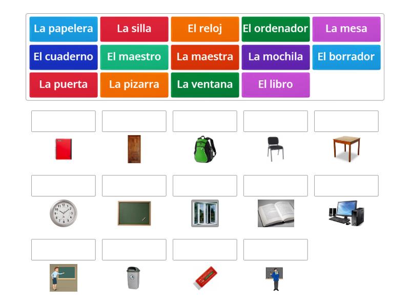 Los objetos de la Clase - Une las parejas