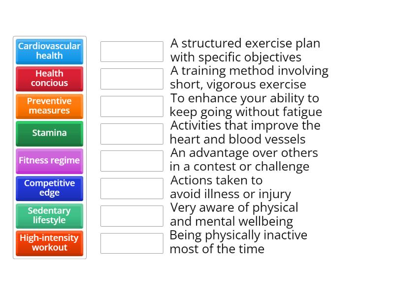 HEALTH VOCAB - Match up