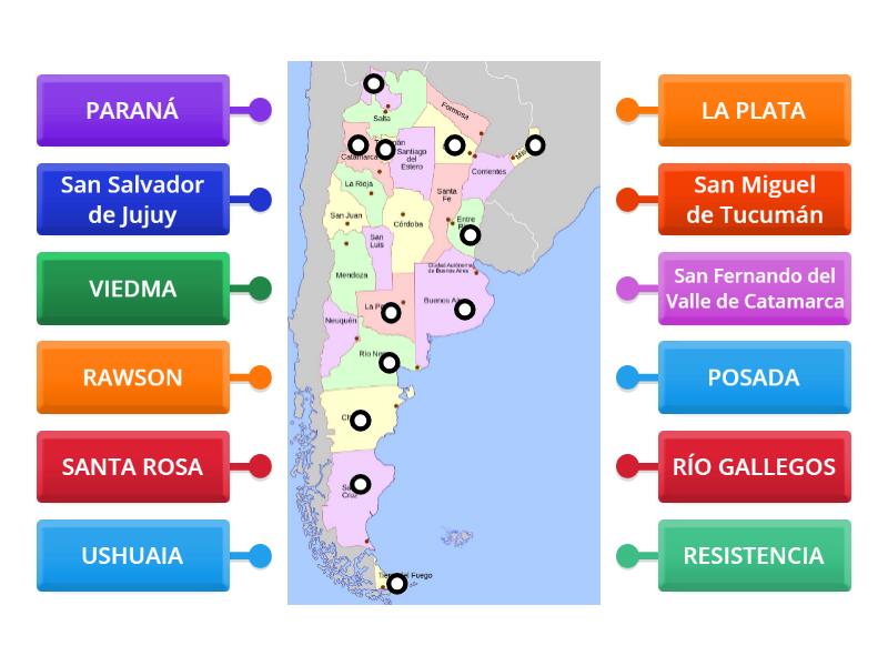 Provincias Y Capitales De Argentina Difíciles Labelled Diagram