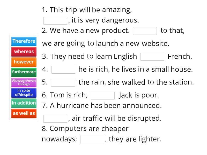 Linking Words - Complete the sentence