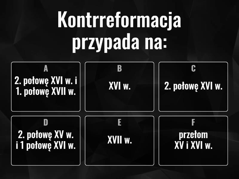 Kontrreformacja - Quiz