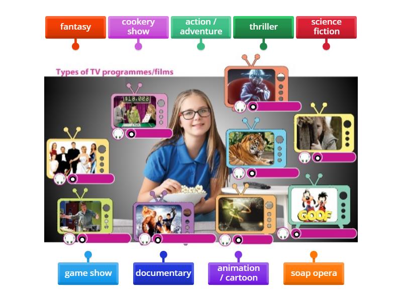 Types of TV programmes and films - Labelled diagram