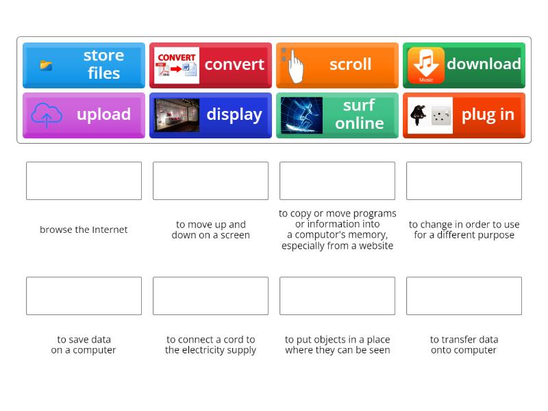 On screen b2. Module 6. Technology verbs - Match up