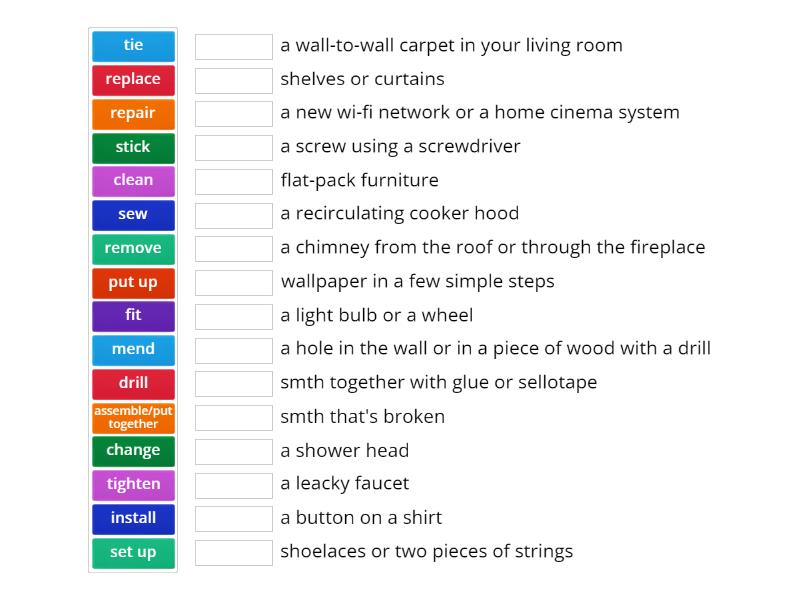 Phrases DIY and repairs - Match up