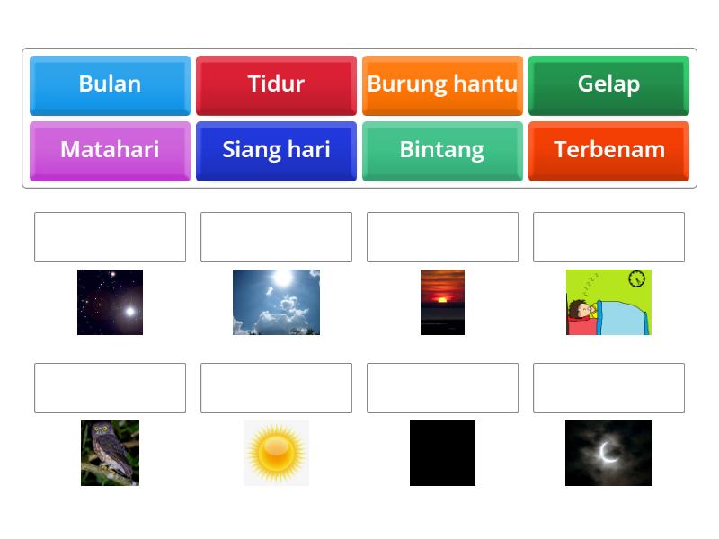 Kosa Kata Peristiwa Siang Dan Malam - Permainan Pencocokan