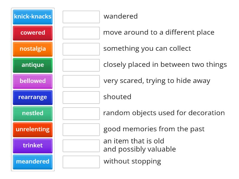 Fantasy model text vocabulary quiz (JHU) Połącz w pary